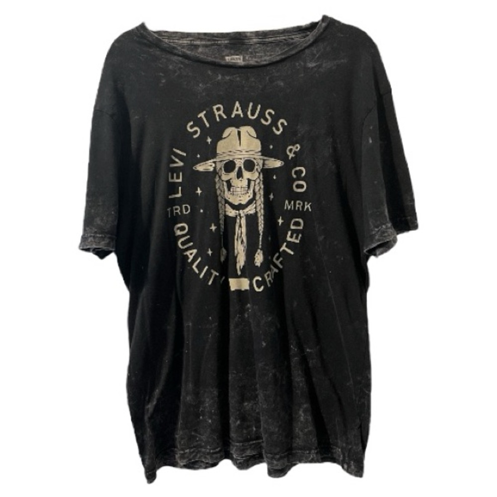 Levi’s Men’s Black Acid Wash Graphic T Skull with Braids Size XL